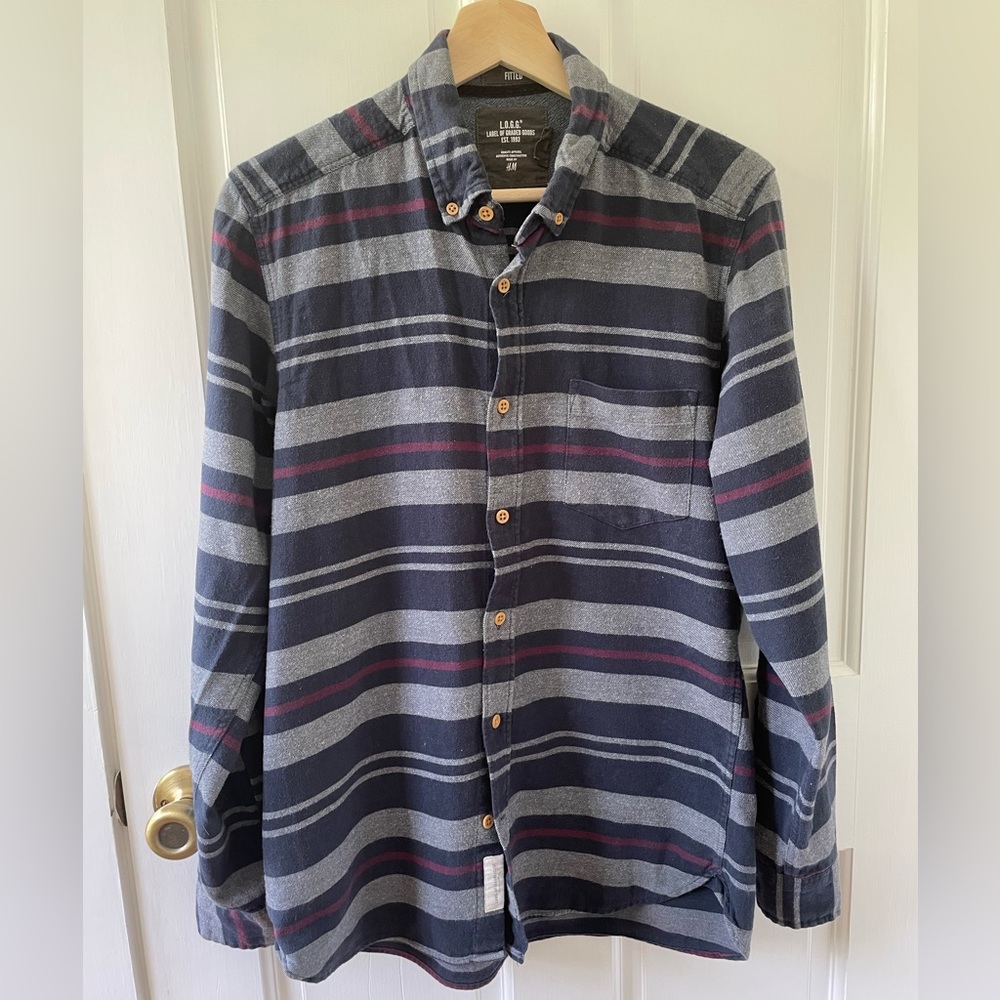 H&M Striped Flannel Button Up